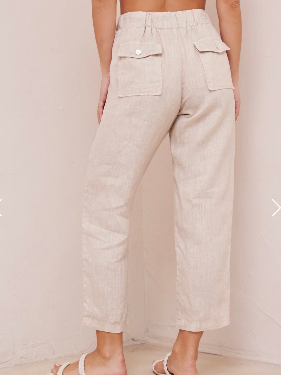 Bella Dahl Utility Tie Waist Linen Trouser in Paloma Sand