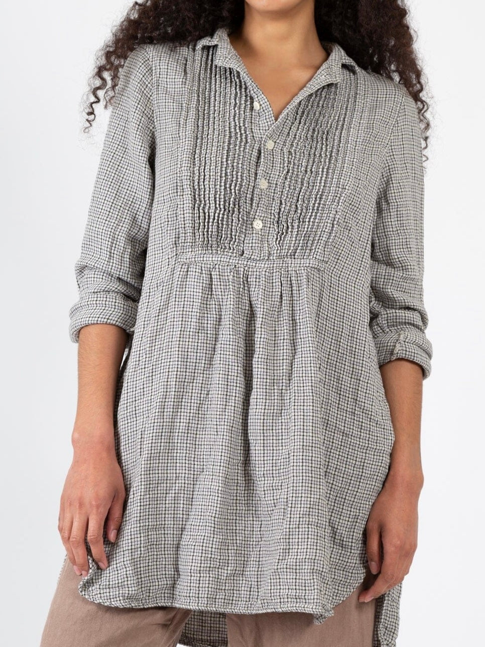 CP Shades Annette Tunic in Double Cotton Gauze Check