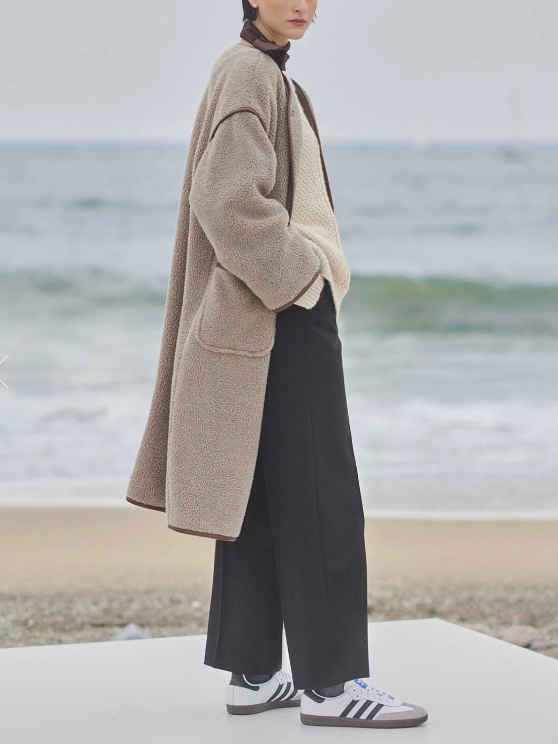 Velvet Greenwich Coat in Taupe