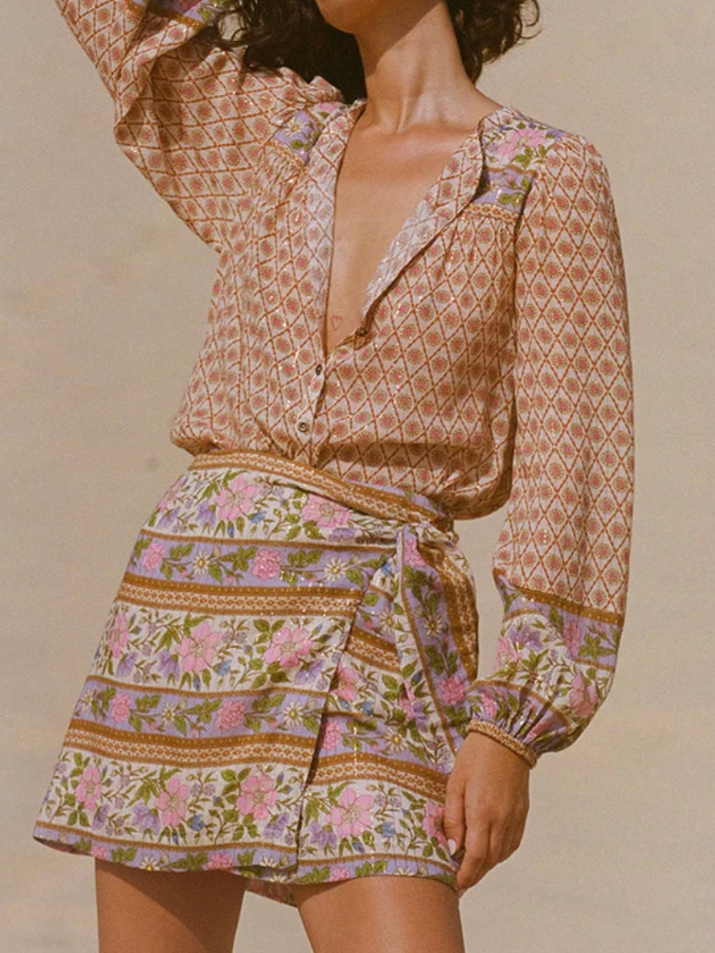 SPELL Sienna Wrap Skirt in Clay
