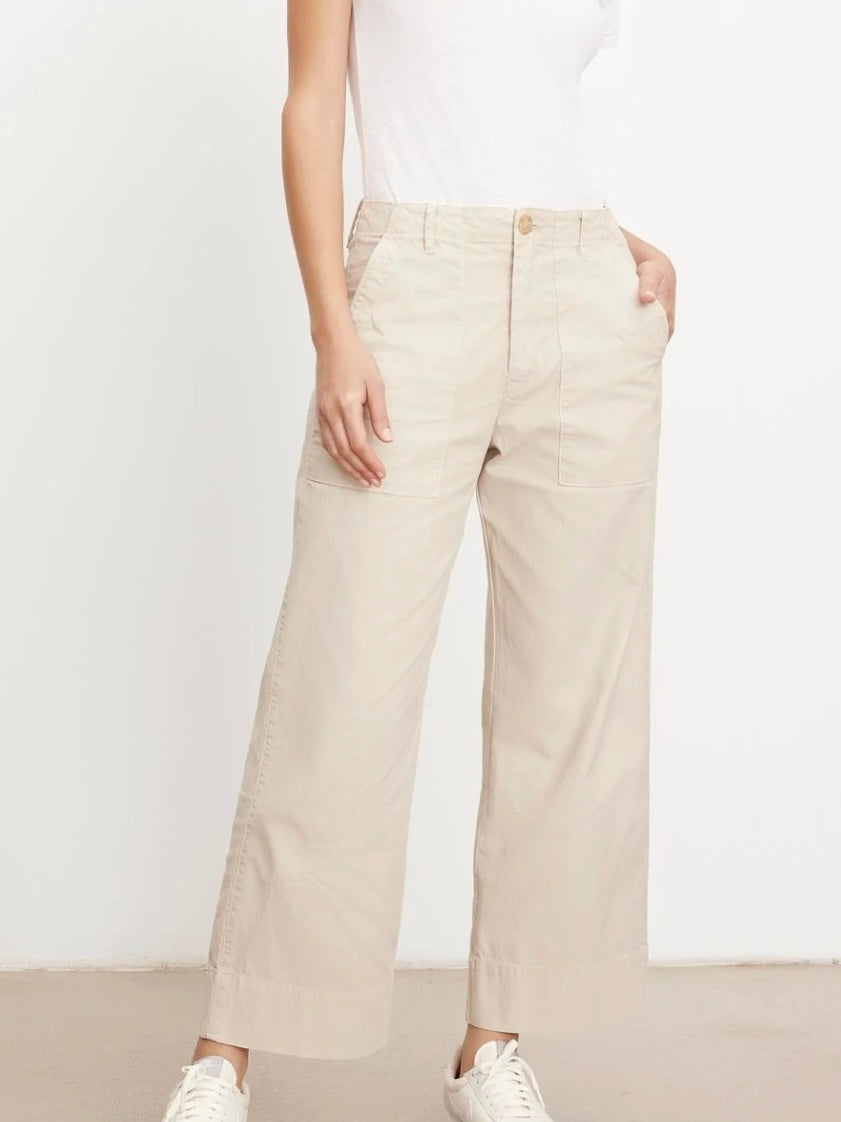 Velvet Mya Cotton Canvas Pant in Oyster