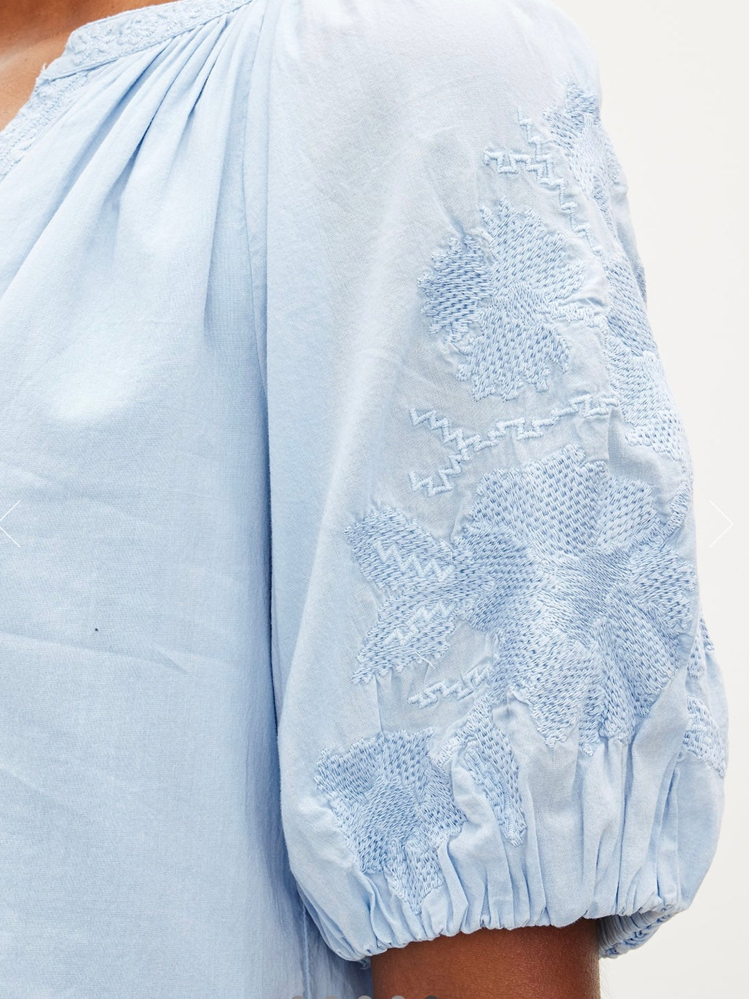 Velvet Chrissy Embroidered Boho Dress in Chambray