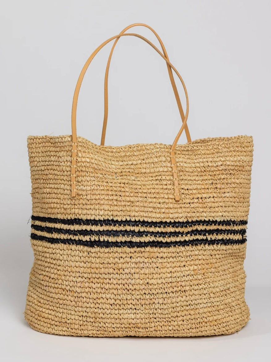 Hat Attack Luxe Stripe Tote in Black