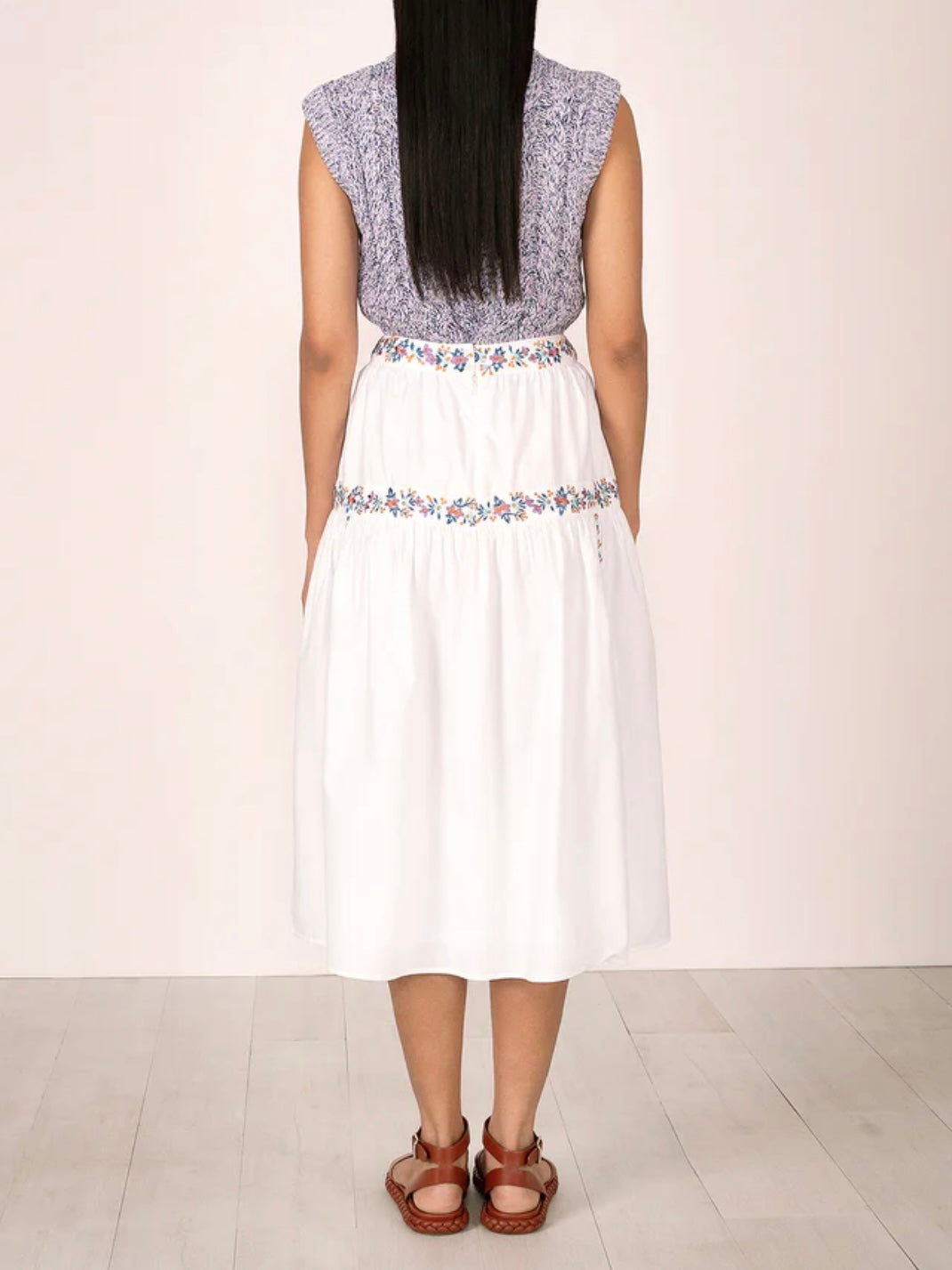 Banjanan Antonia Skirt Srinagar Embroidered White