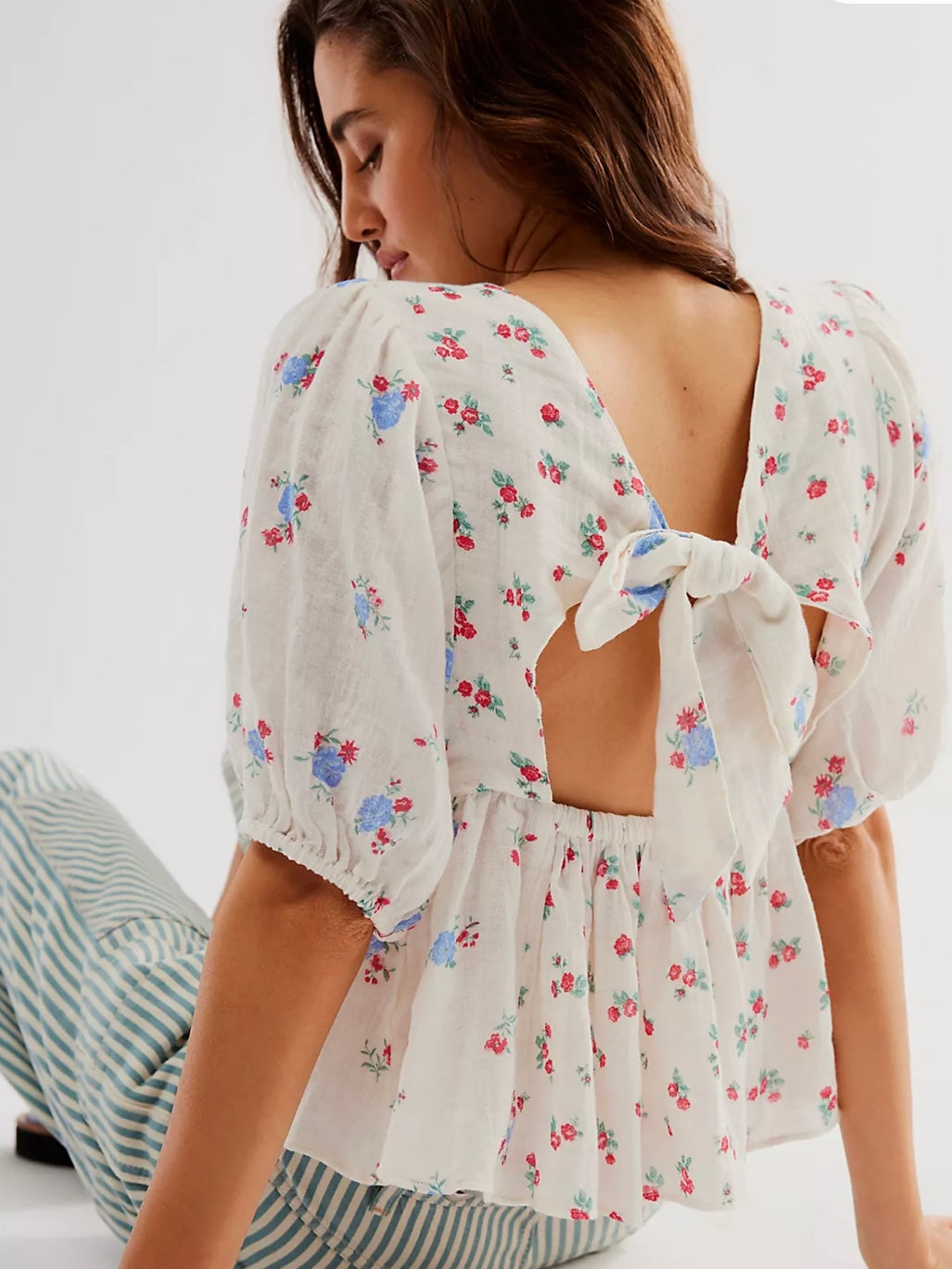 Free People Chloe Printed Top Tea Combo