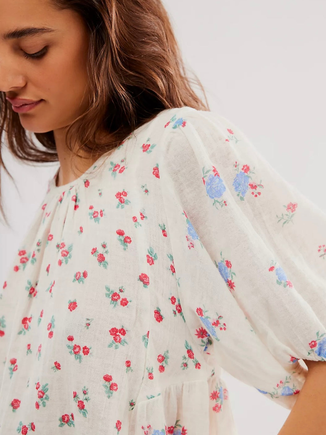Free People Chloe Printed Top Tea Combo
