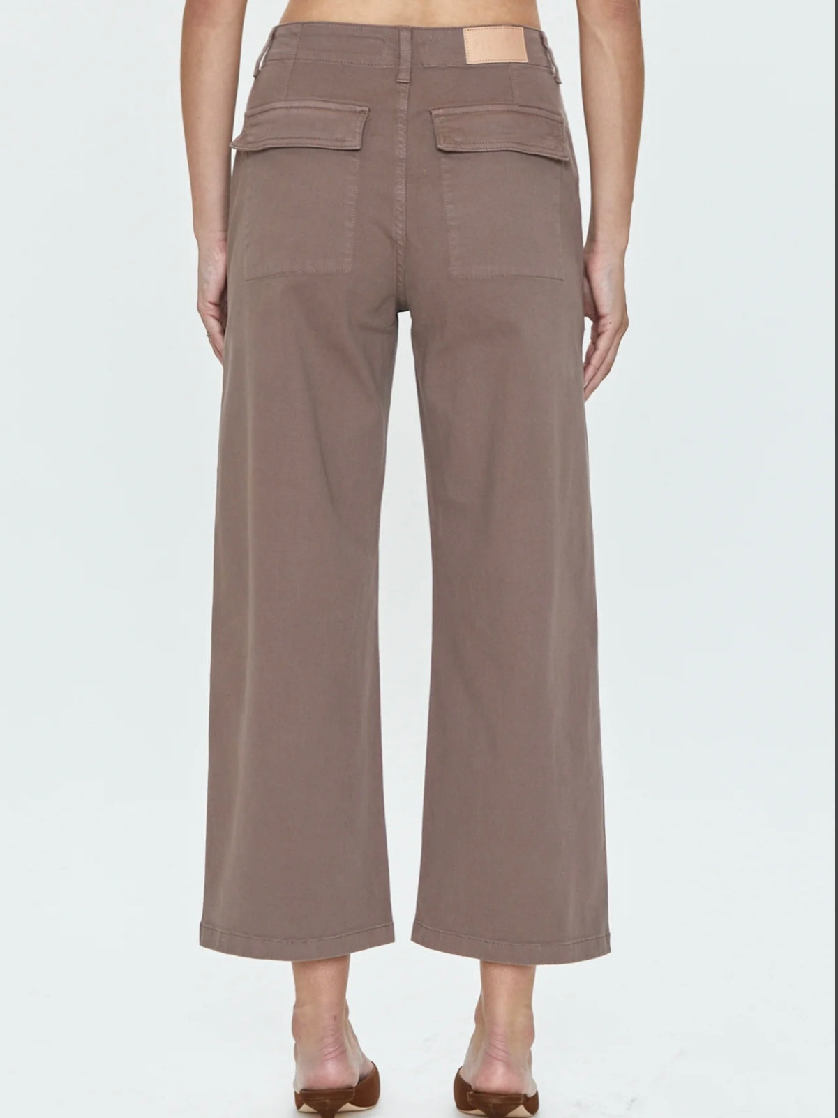 Pistola Sophia Wide Leg Utility Ankle in Dark Mushroom