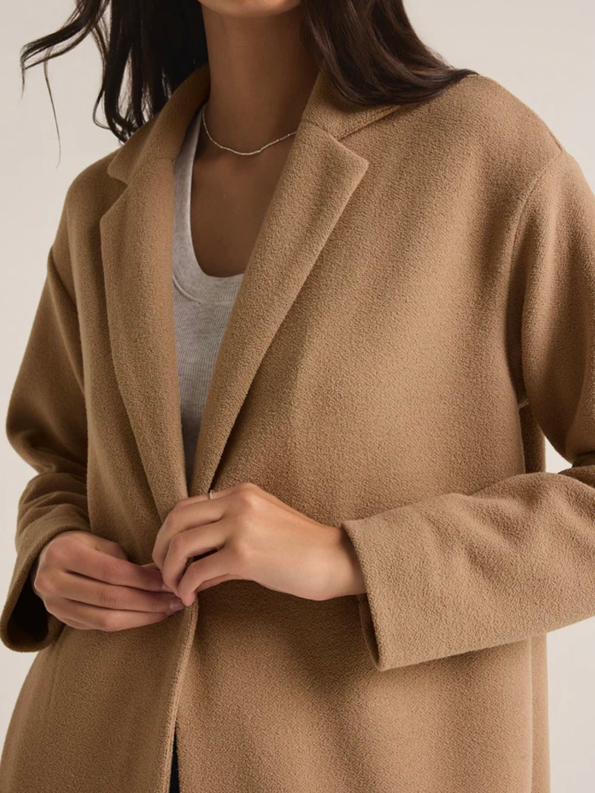 Z Supply Mason Knit Coat Classic Camel