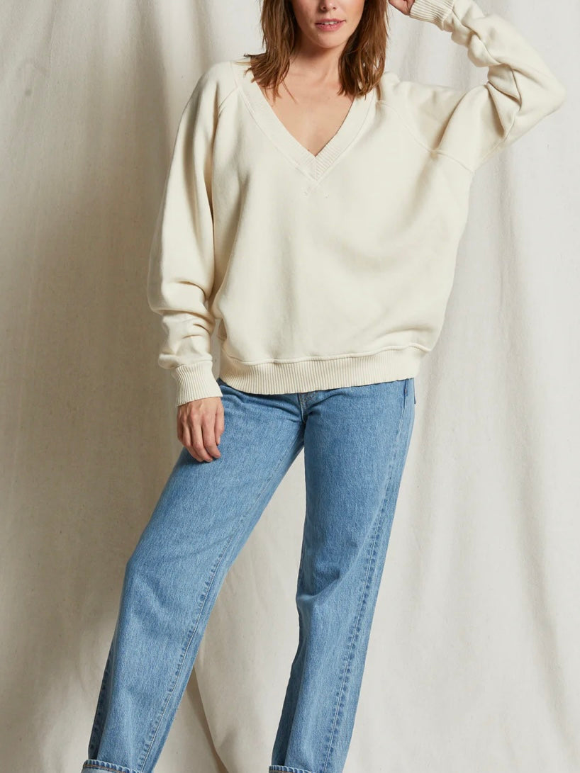perfectwhitetee dakota v neck sweatshirt in sugar