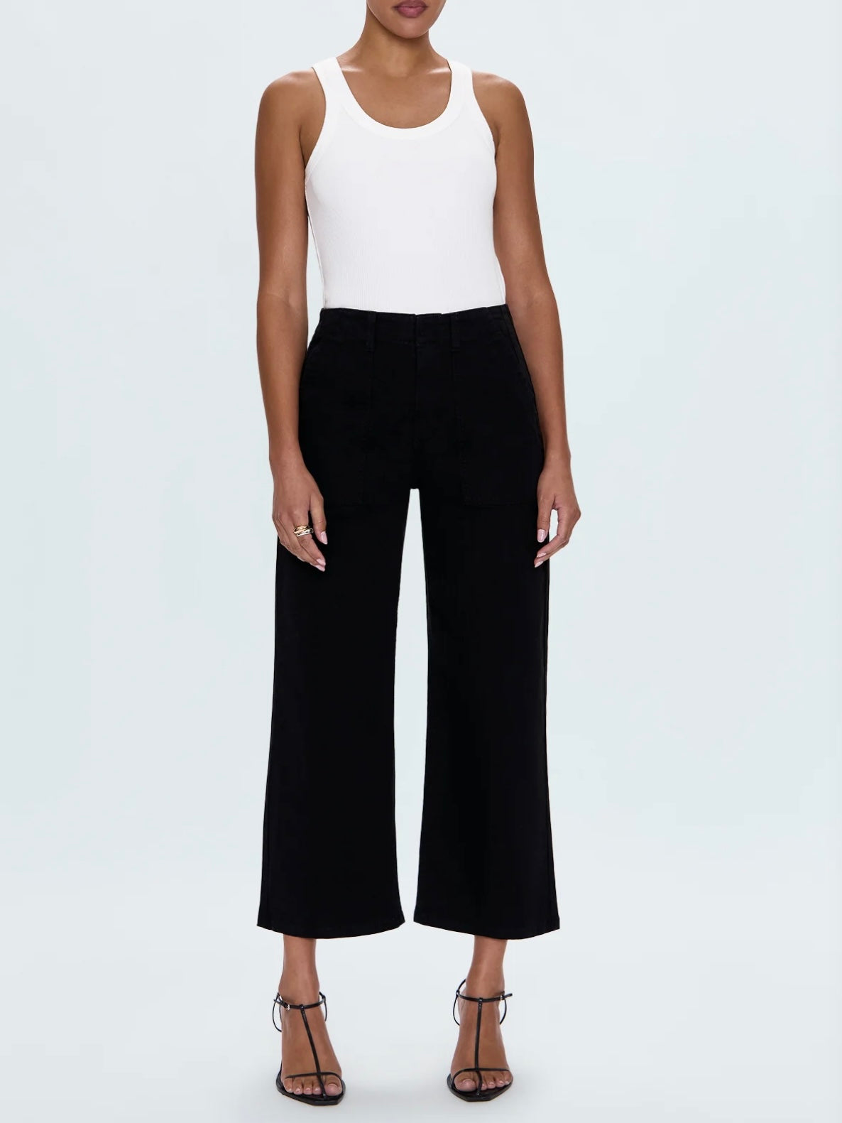 Pistola Sophia Wide Leg Utility Ankle Pant in Black