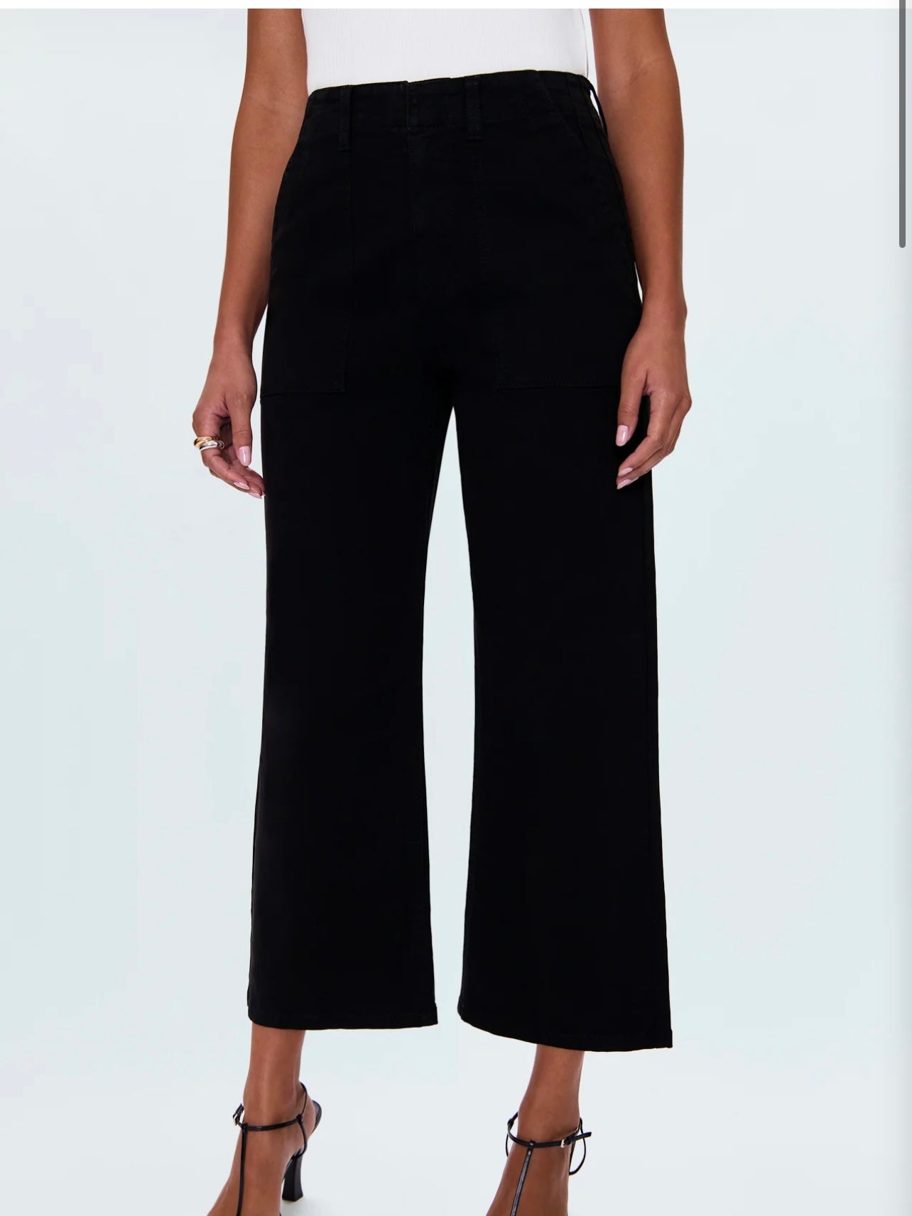 Pistola Sophia Wide Leg Utility Ankle Pant in Black