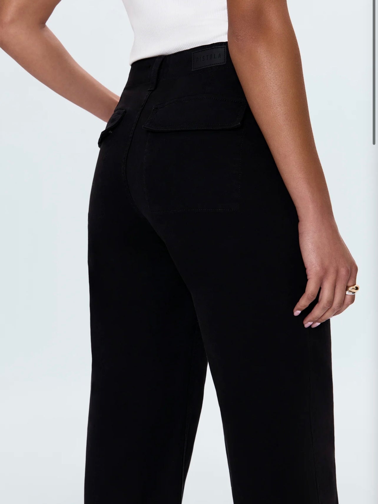 Pistola Sophia Wide Leg Utility Ankle Pant in Black