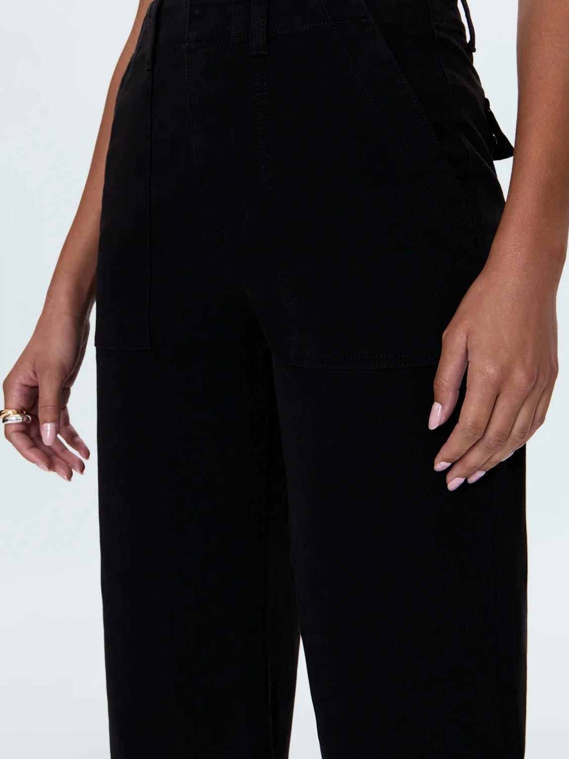 Pistola Sophia Wide Leg Utility Ankle Pant in Black