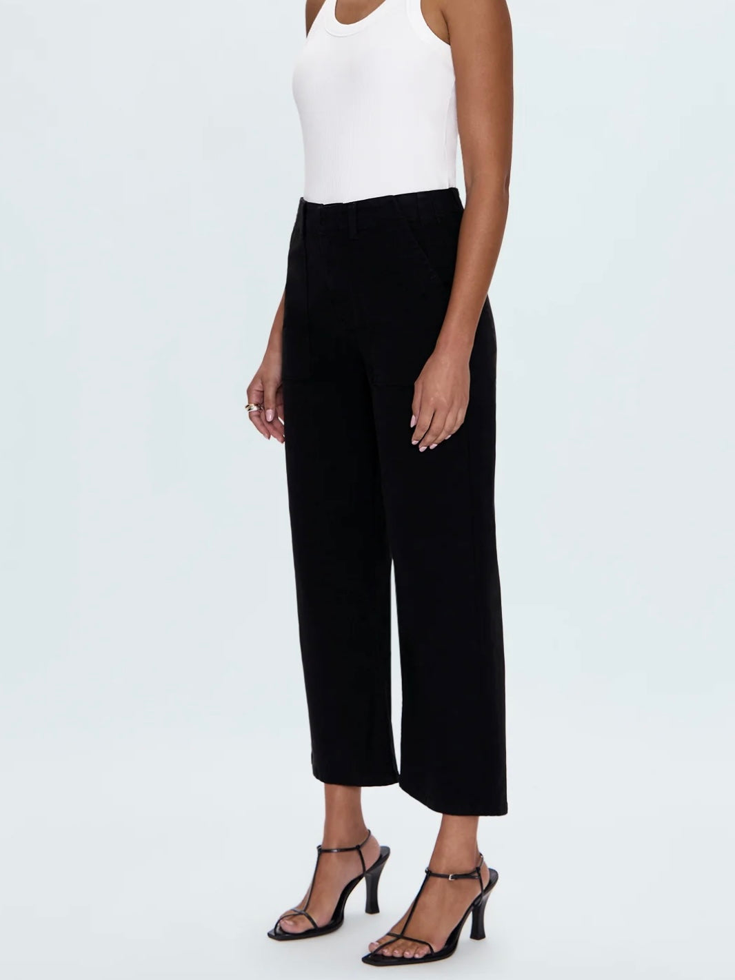Pistola Sophia Wide Leg Utility Ankle Pant in Black