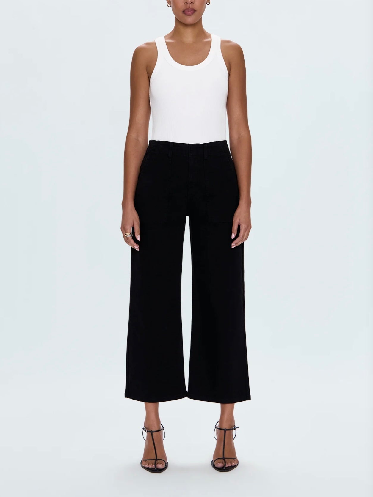 Pistola Sophia Wide Leg Utility Ankle Pant in Black