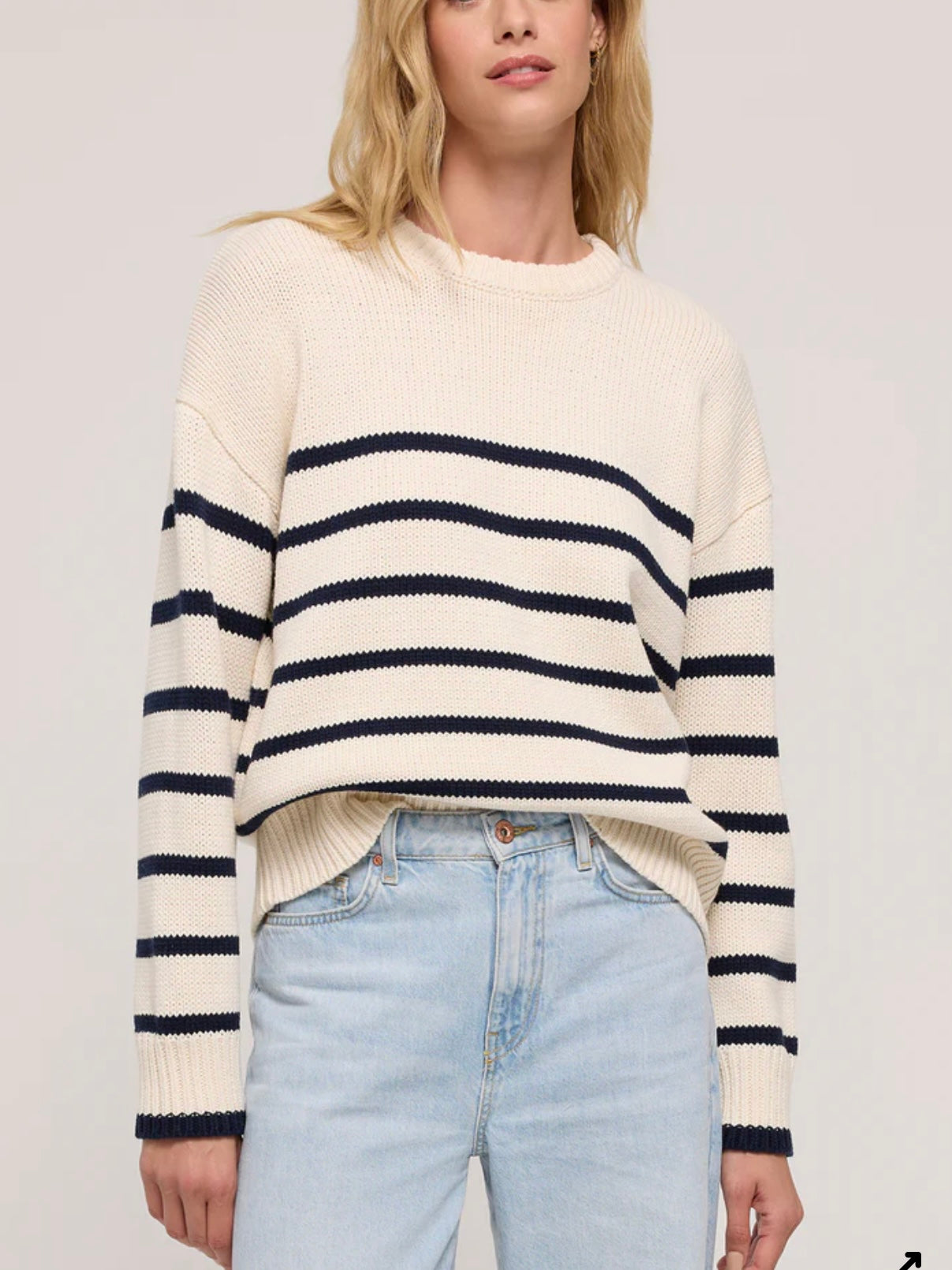 Z Supply Boyfriend Stripe Sweater in Sea Salt