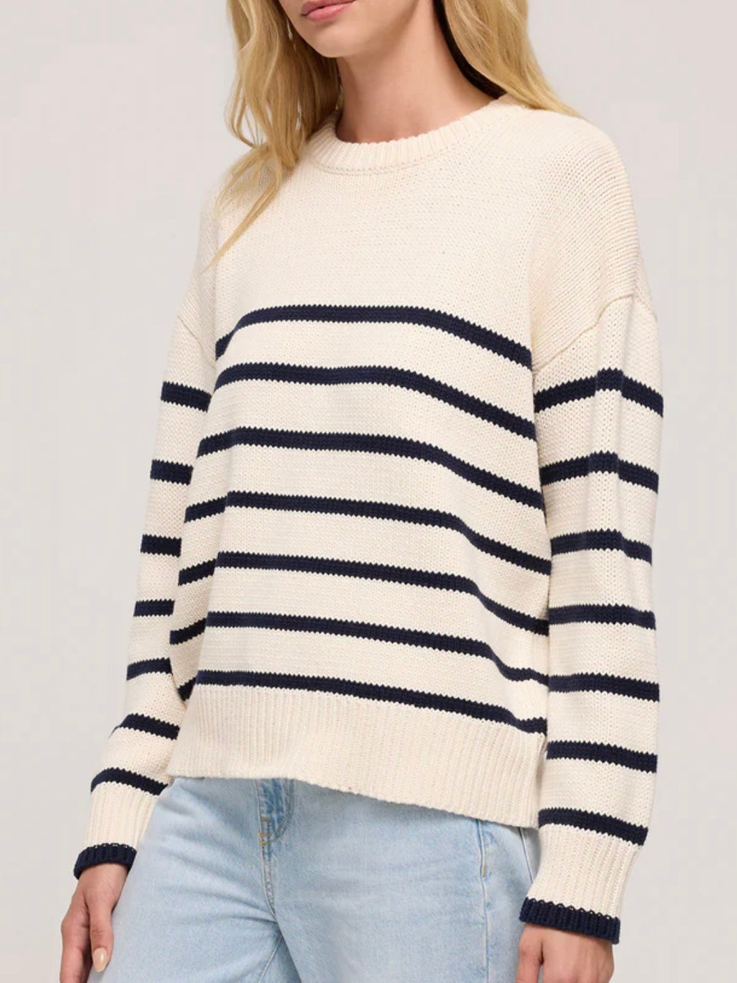 Z Supply Boyfriend Stripe Sweater in Sea Salt
