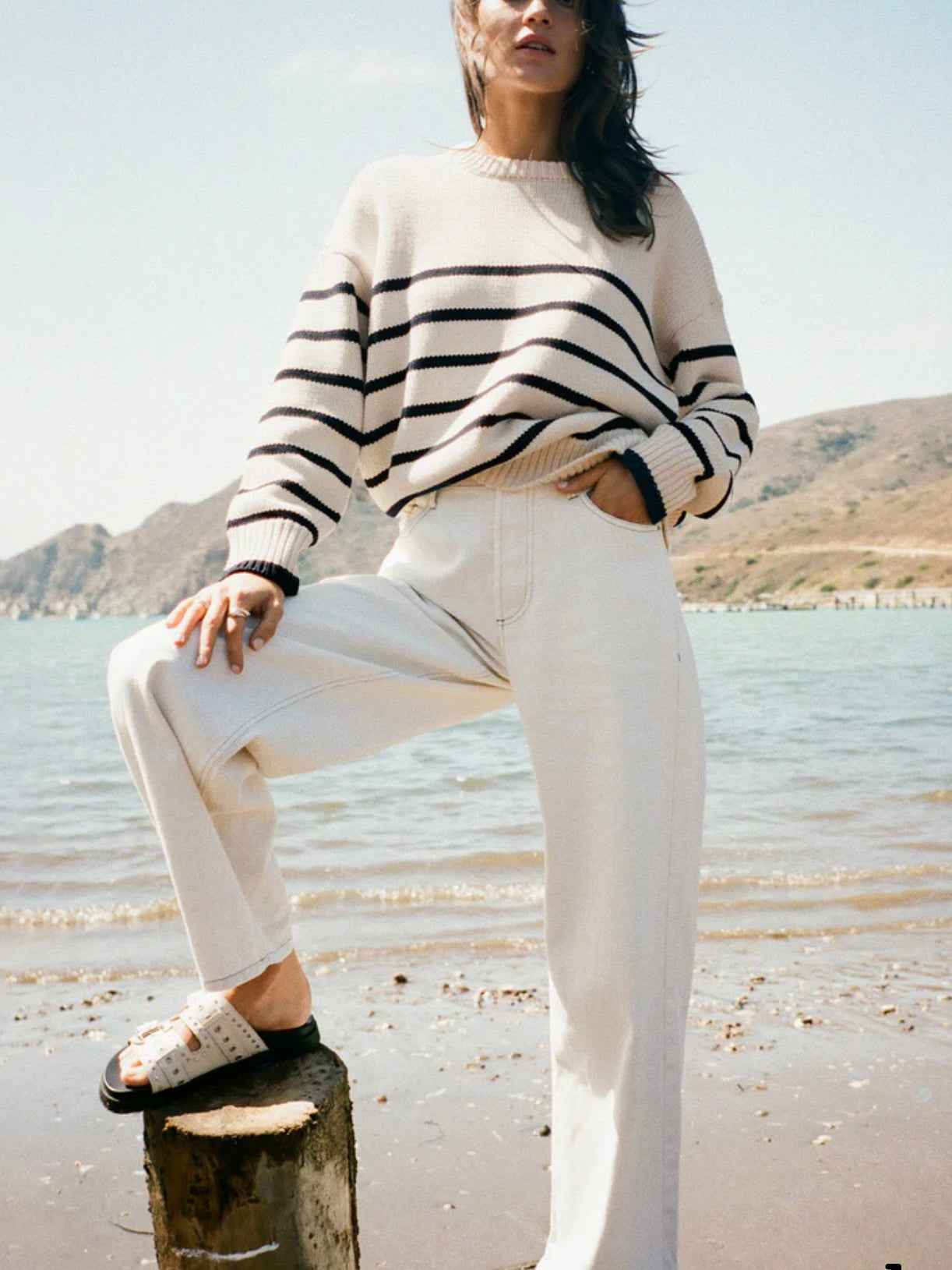 Z Supply Boyfriend Stripe Sweater in Sea Salt