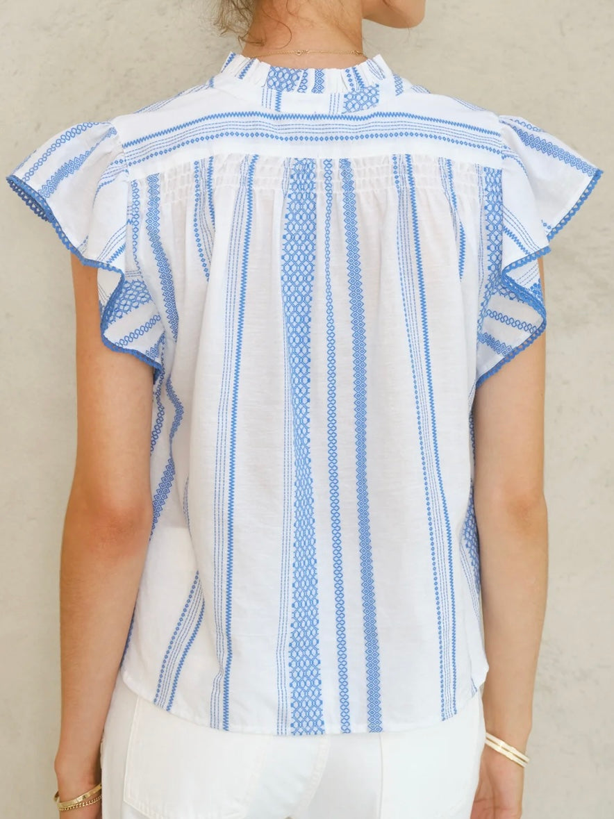 M.A.B.E Alma Top in Blue Stripe