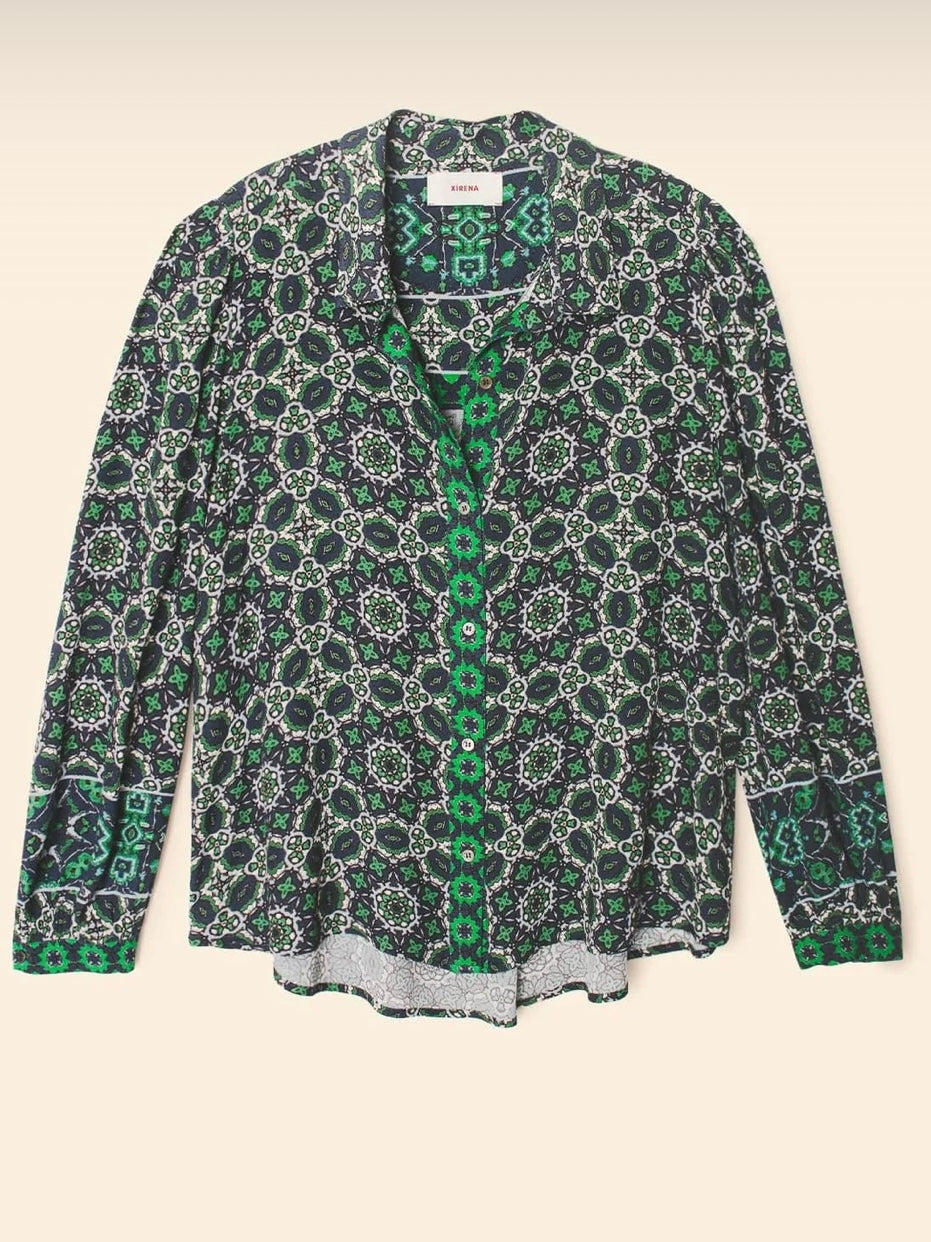 XIRENA Navy Tile Gaby Shirt