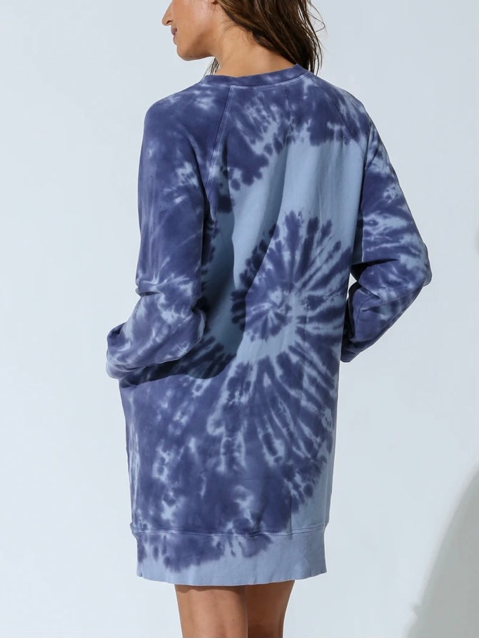 Electric & Rose Sunday Sweatshirt Dress in Dusty Blue