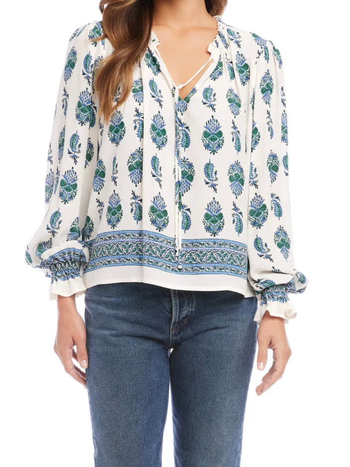 Fifteen Twenty Border Print Top in Paisley