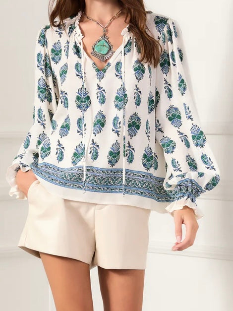 Fifteen Twenty Border Print Top in Paisley