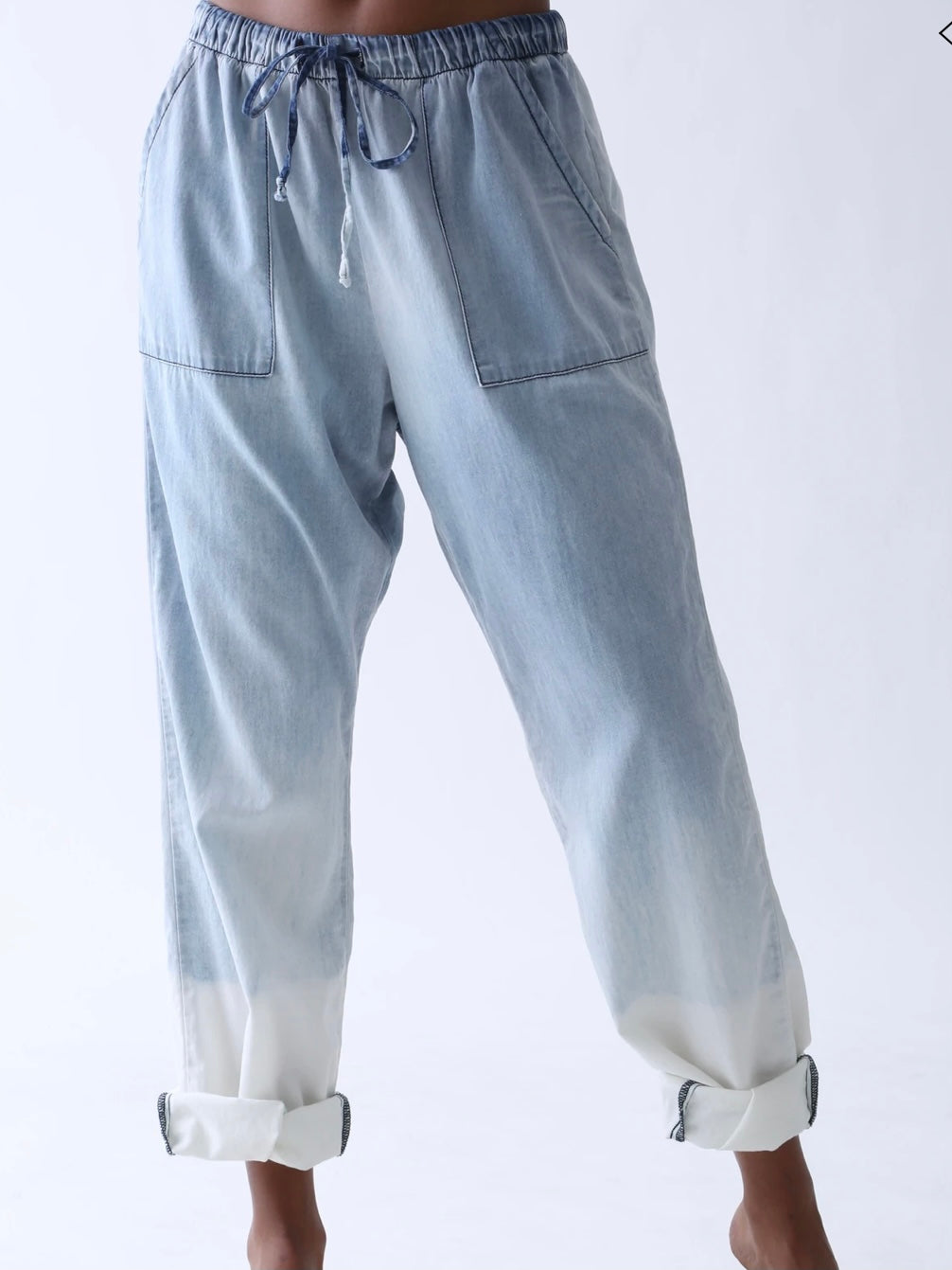 Electric & Rose Mulholland Pant in Sun Bleach Light Denim Blue