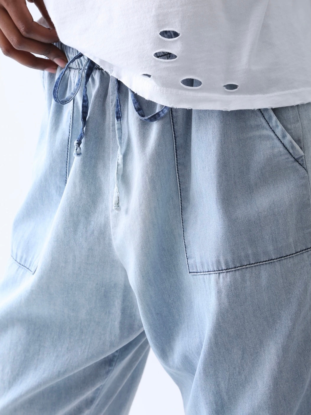 Electric & Rose Mulholland Pant in Sun Bleach Light Denim Blue