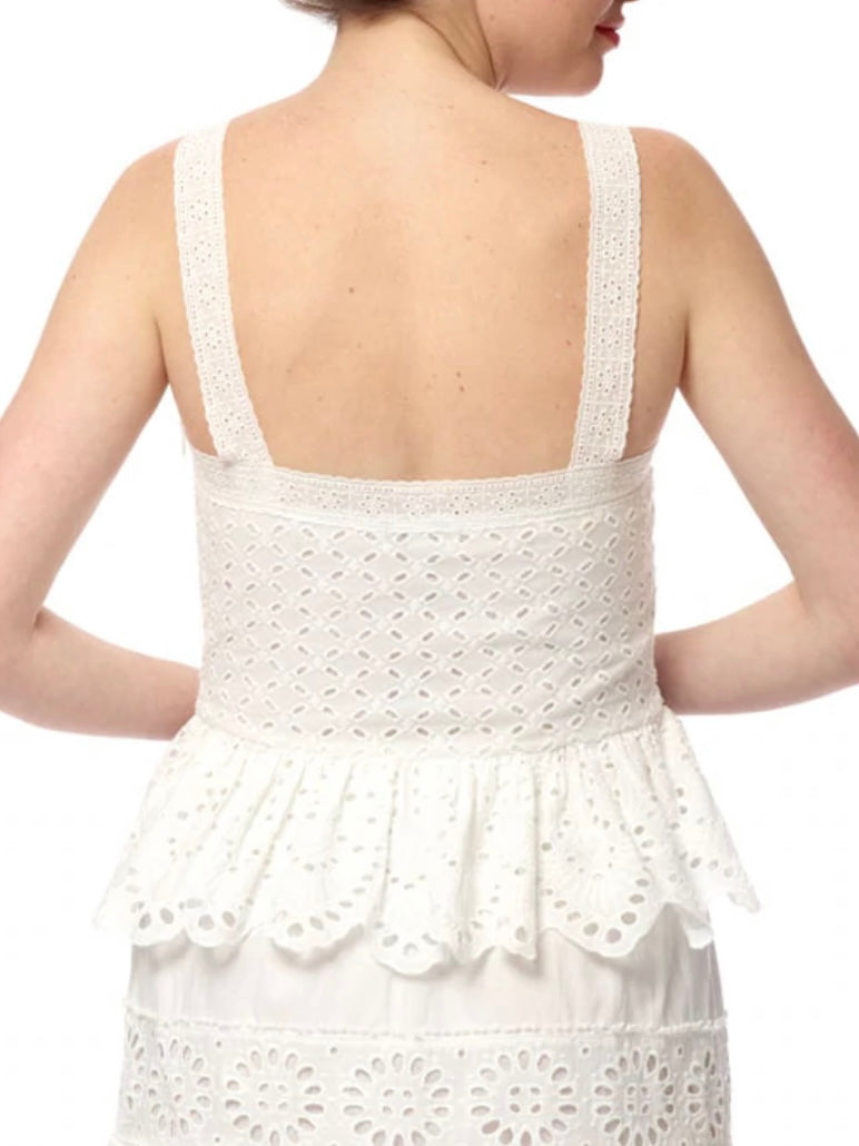 Stellah Eyelet Button Down Cami in White