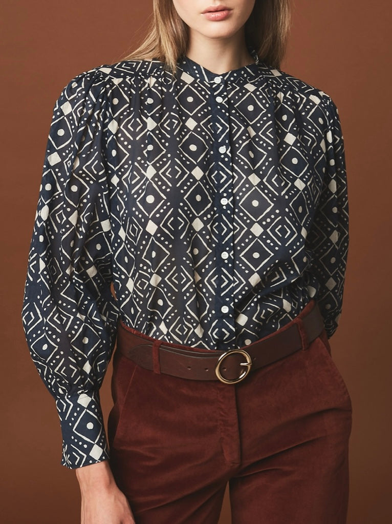 Hartford Blue Tribal Calypso Shirt