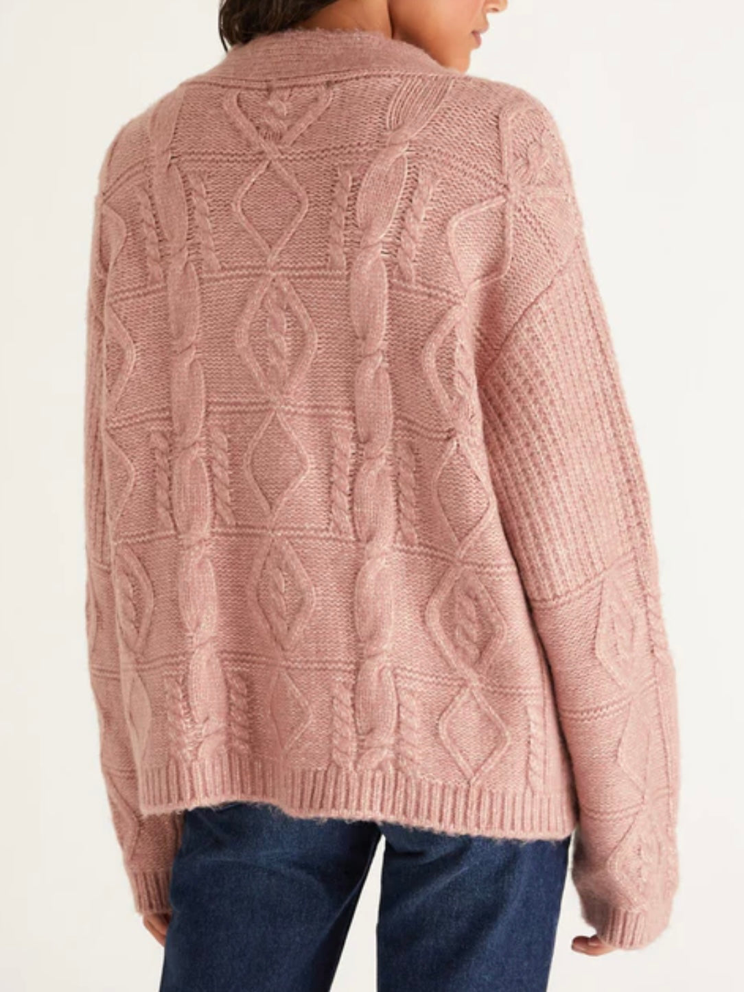 Z Supply Ryleigh Cable Knit Cardigan in Sweet Pink
