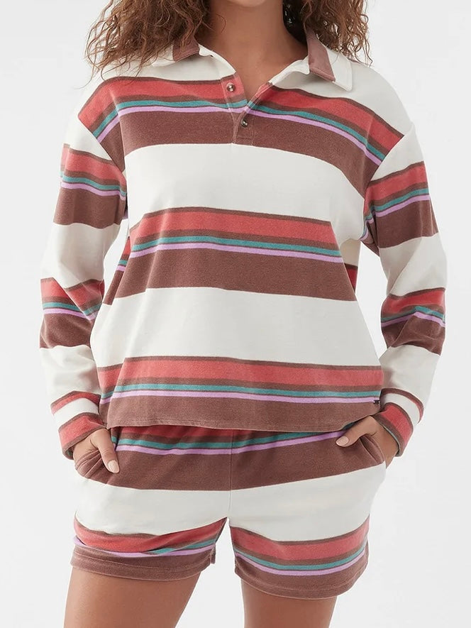 O'Neill Hobbs Velour Polo Top in Nutmeg