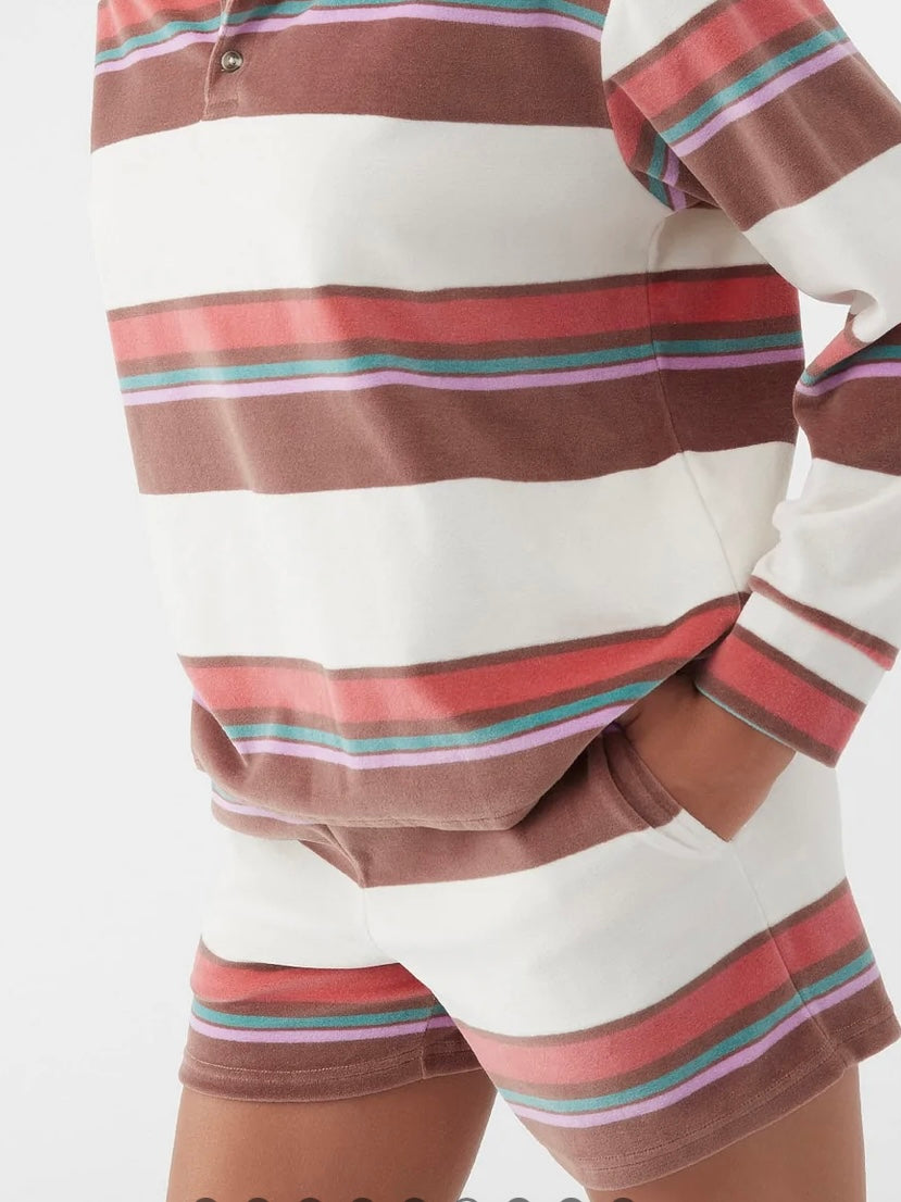 O'Neill Hobbs Velour Polo Top in Nutmeg