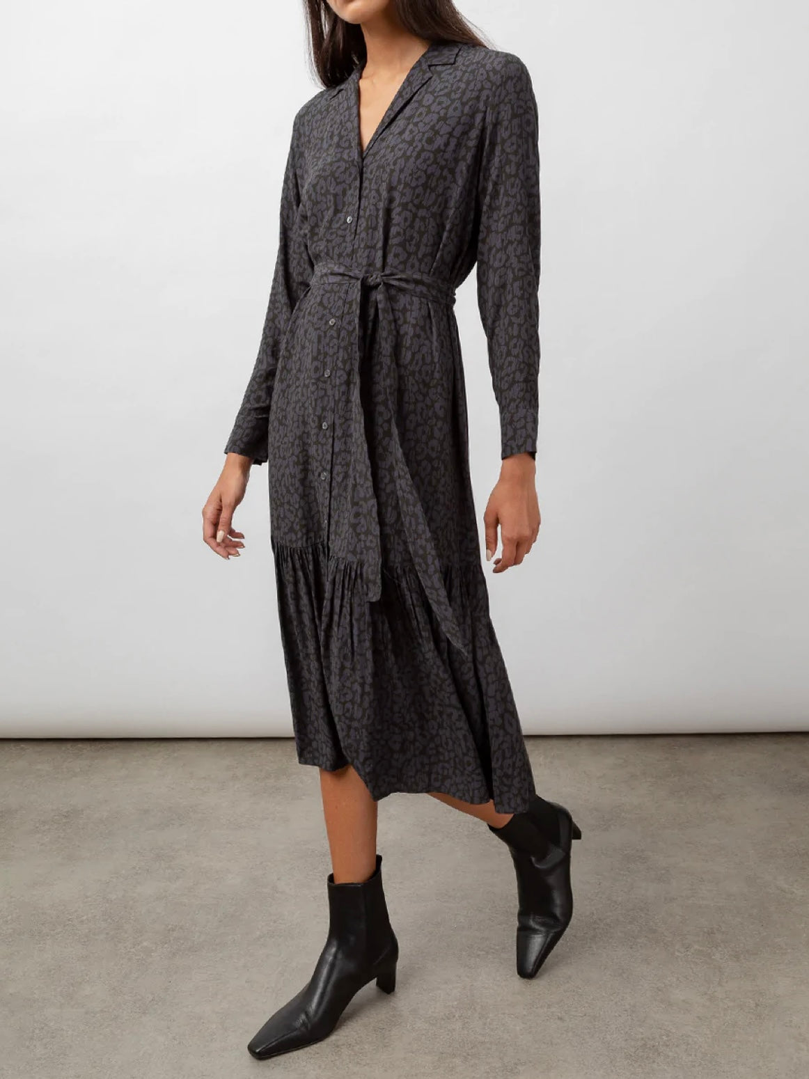 Rails Beatrice Dress in Charcoal Batik Cheetah