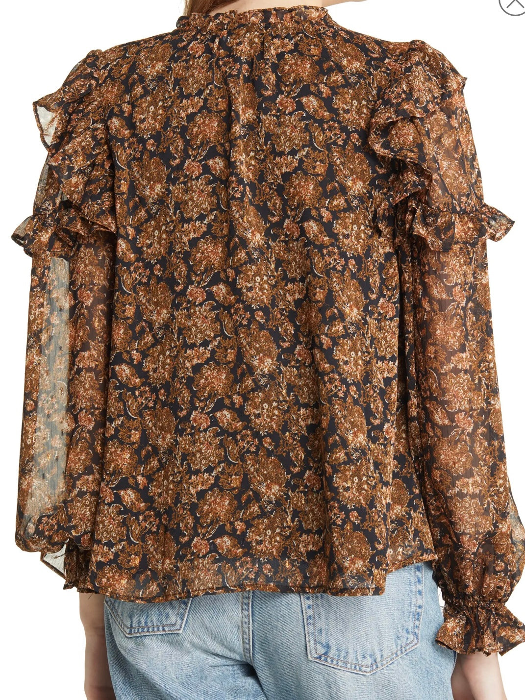 Moon River Floral Ruffle Blouse in Multi
