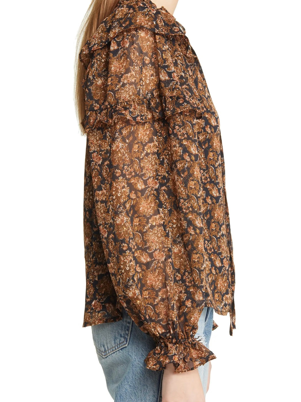Moon River Floral Ruffle Blouse in Multi