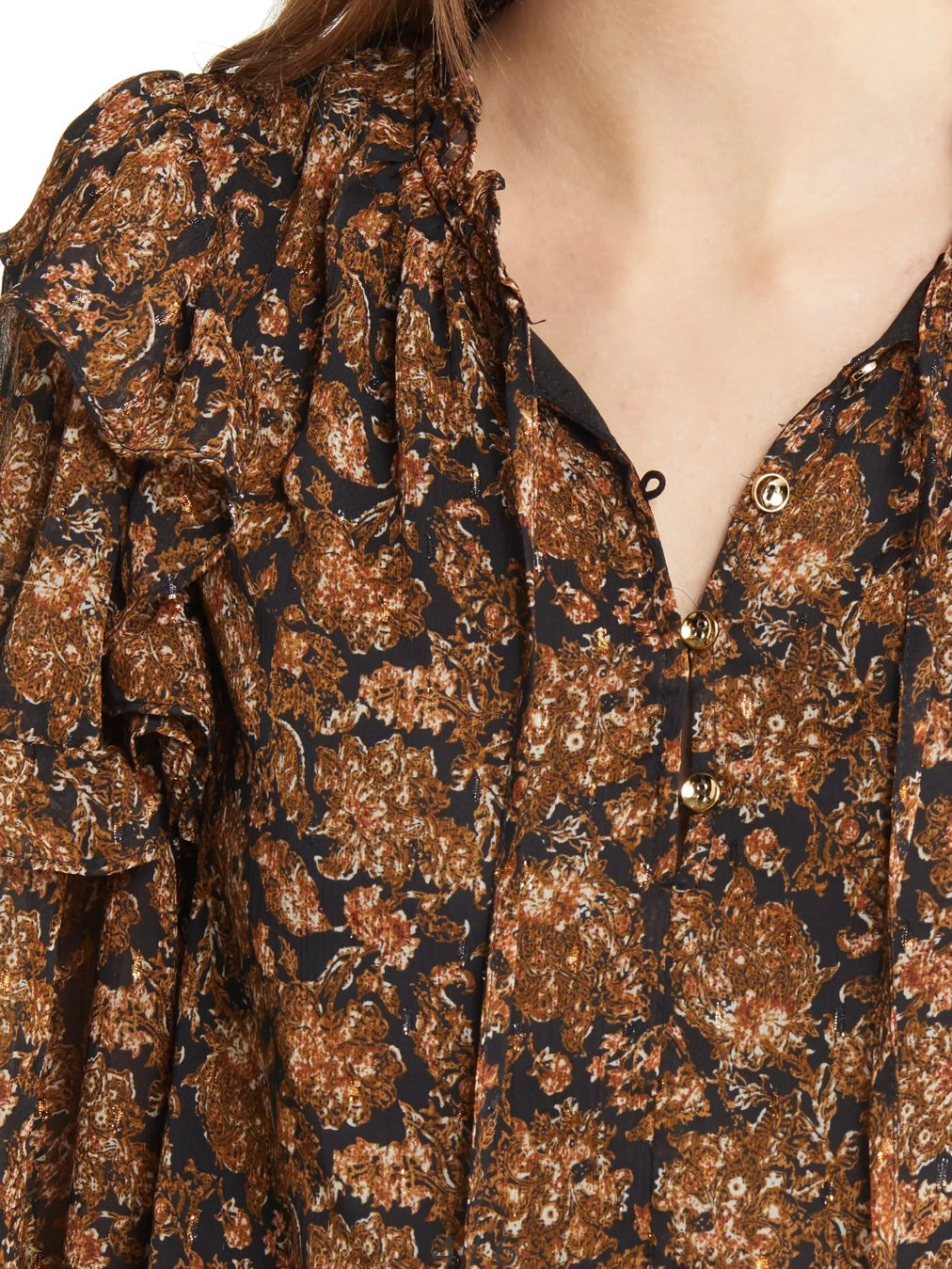 Moon River Floral Ruffle Blouse in Multi