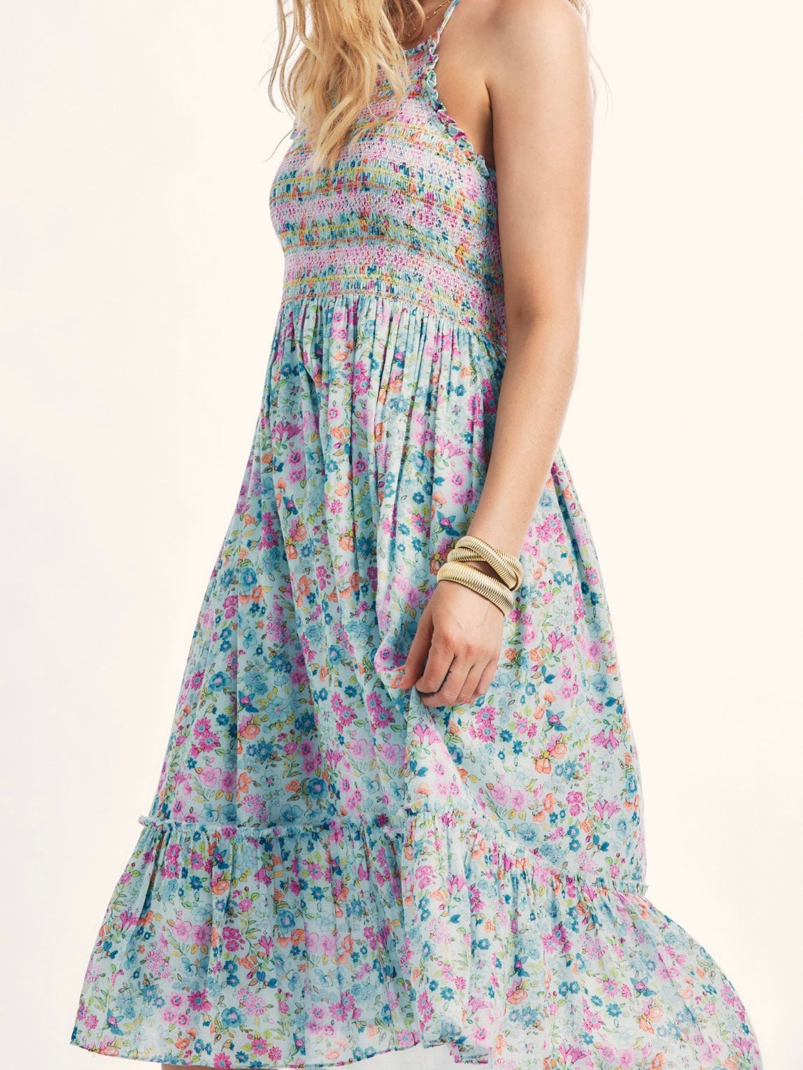 LoveShack Fancy Ottawa Midi Dress in Coral Reef Waves