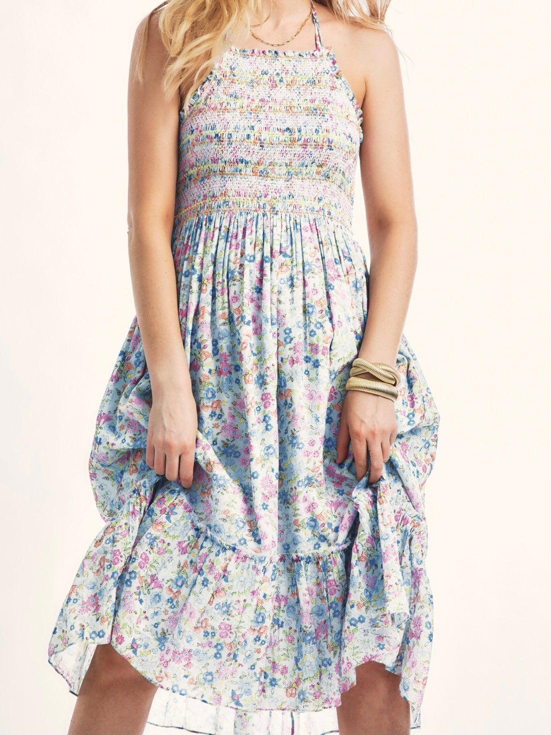 LoveShack Fancy Ottawa Midi Dress in Coral Reef Waves