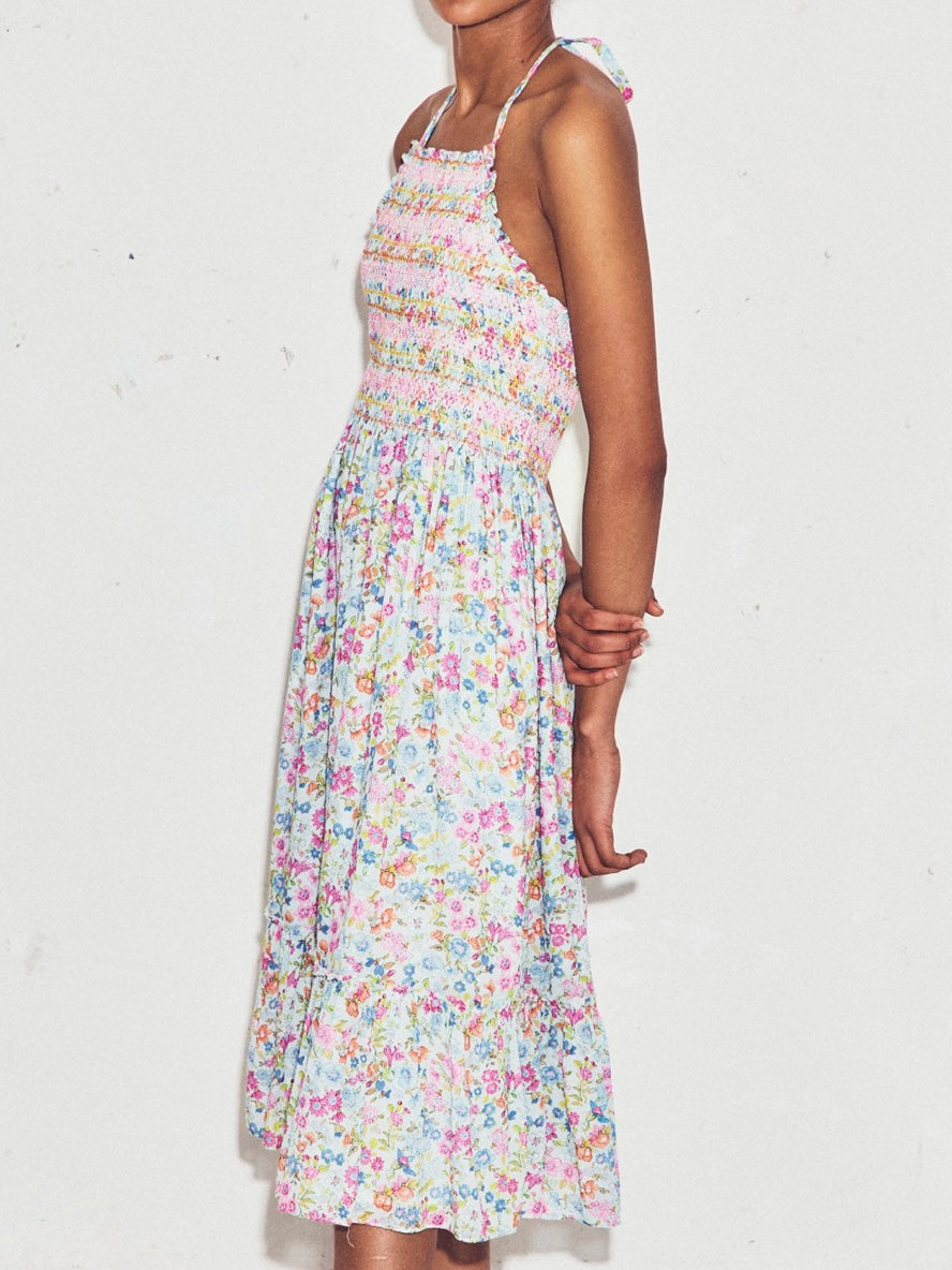 LoveShack Fancy Ottawa Midi Dress in Coral Reef Waves