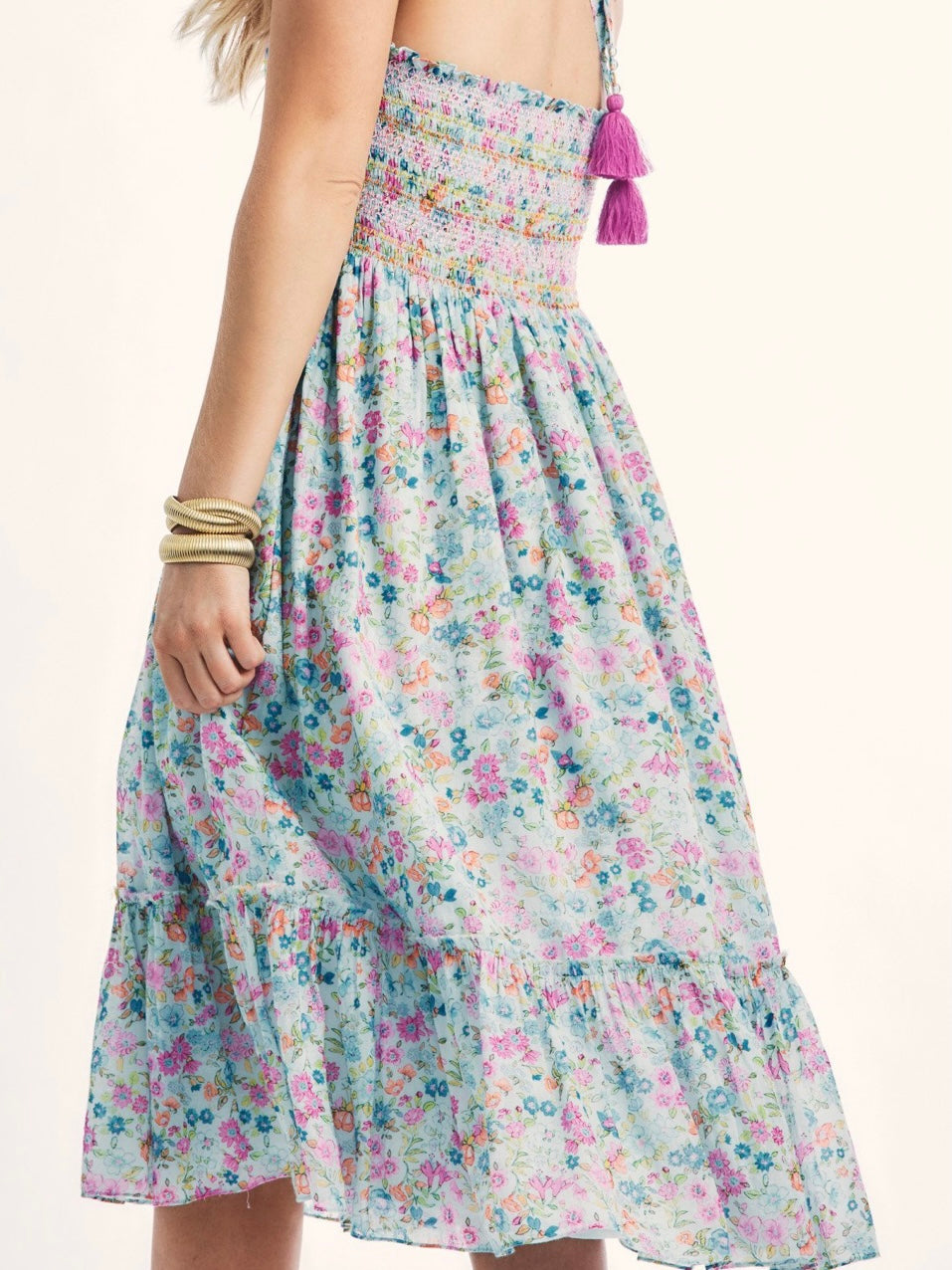 LoveShack Fancy Ottawa Midi Dress in Coral Reef Waves