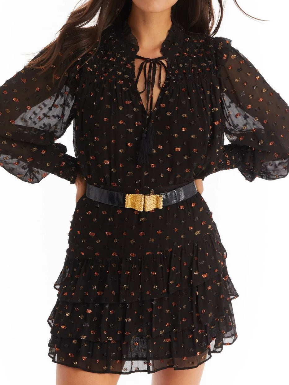 Allison Ariana Mini Skirt in Black Metallic