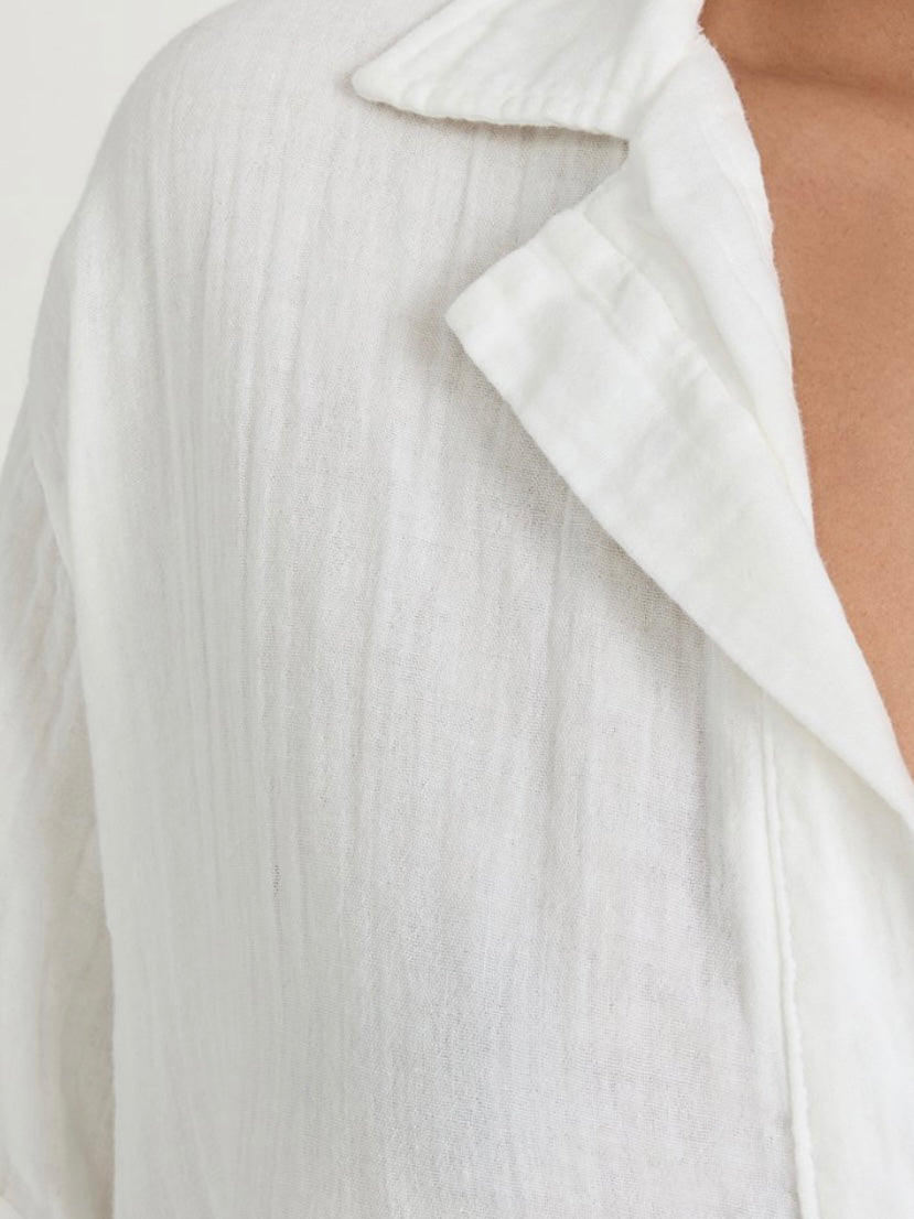 9 Seed Thalia Cuff Sleeve Tunic in Double Gauze White