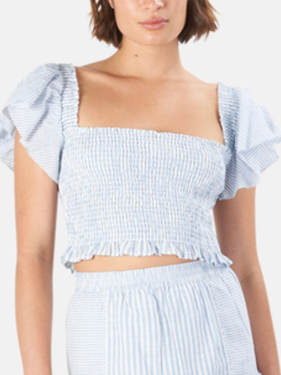 LoveShackFancy Wallace Crop Top in Maritime Blue