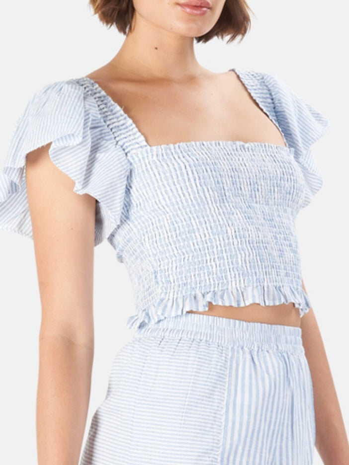LoveShackFancy Wallace Crop Top in Maritime Blue