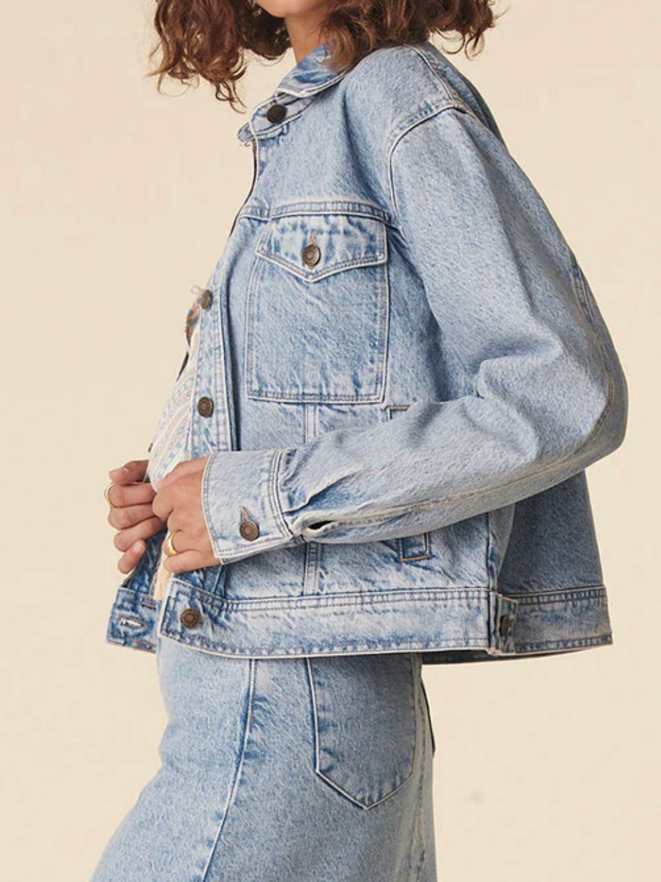 SPELL Eve Denim Jacket in Sun Washed Blue