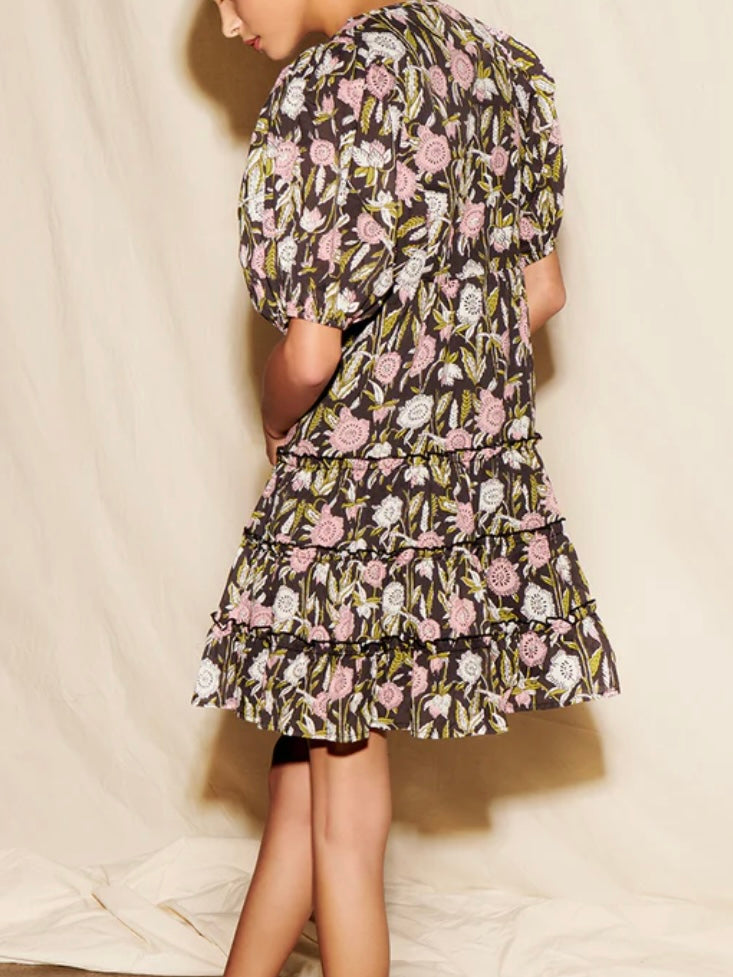 Saylor Carmella Dress in Floral Block Print