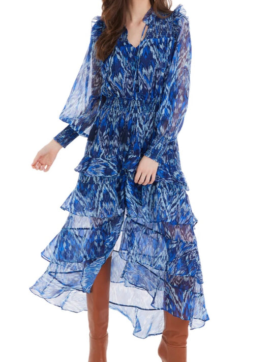 Allison Joleen Maxi Dress in Blue Ikat
