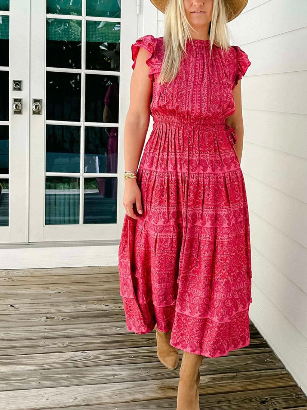 Omika Billie Midi Dress in Salania Tart